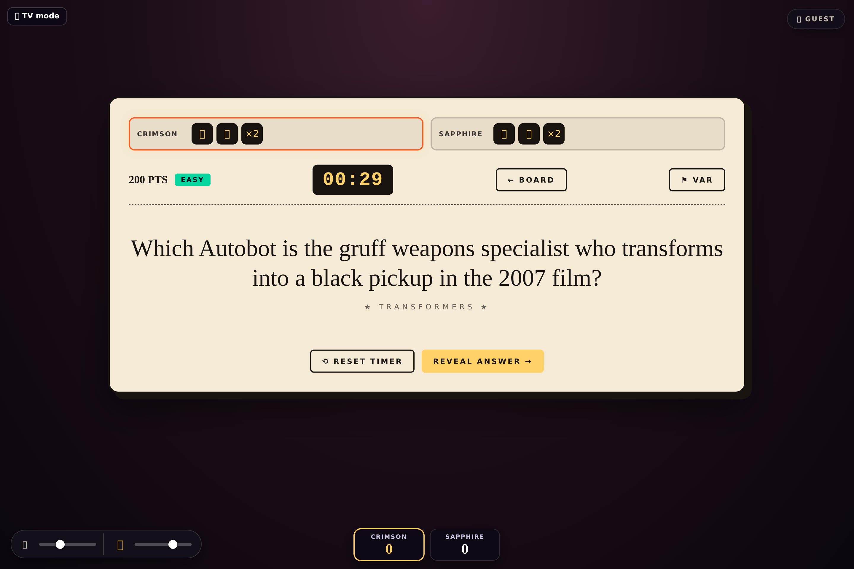 A live question, timer running